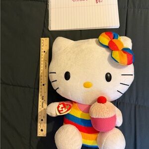 Ty Hello Kitty Plush with Rainbow Stripes
